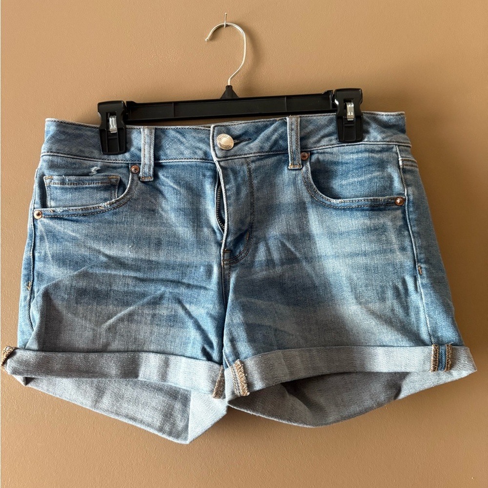 American Eagle Outfitters Blue Jean Shorts Mid-Rise Cuffed